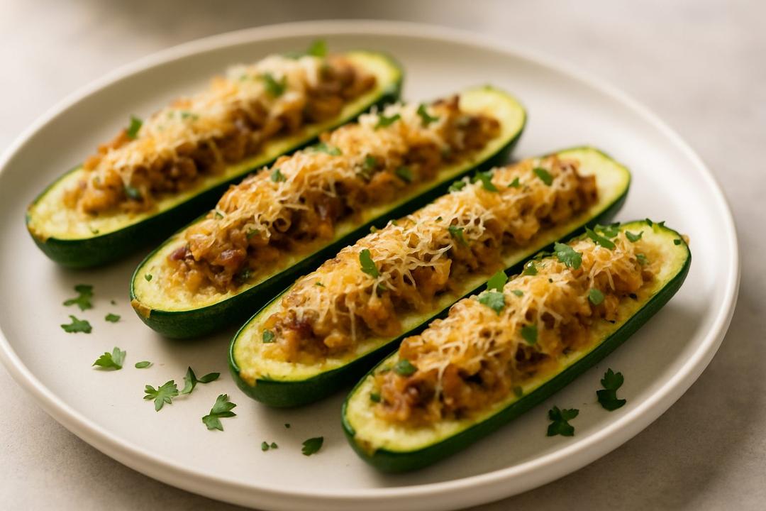 Baked Cream Cheese Stuffed Zucchini Recipe