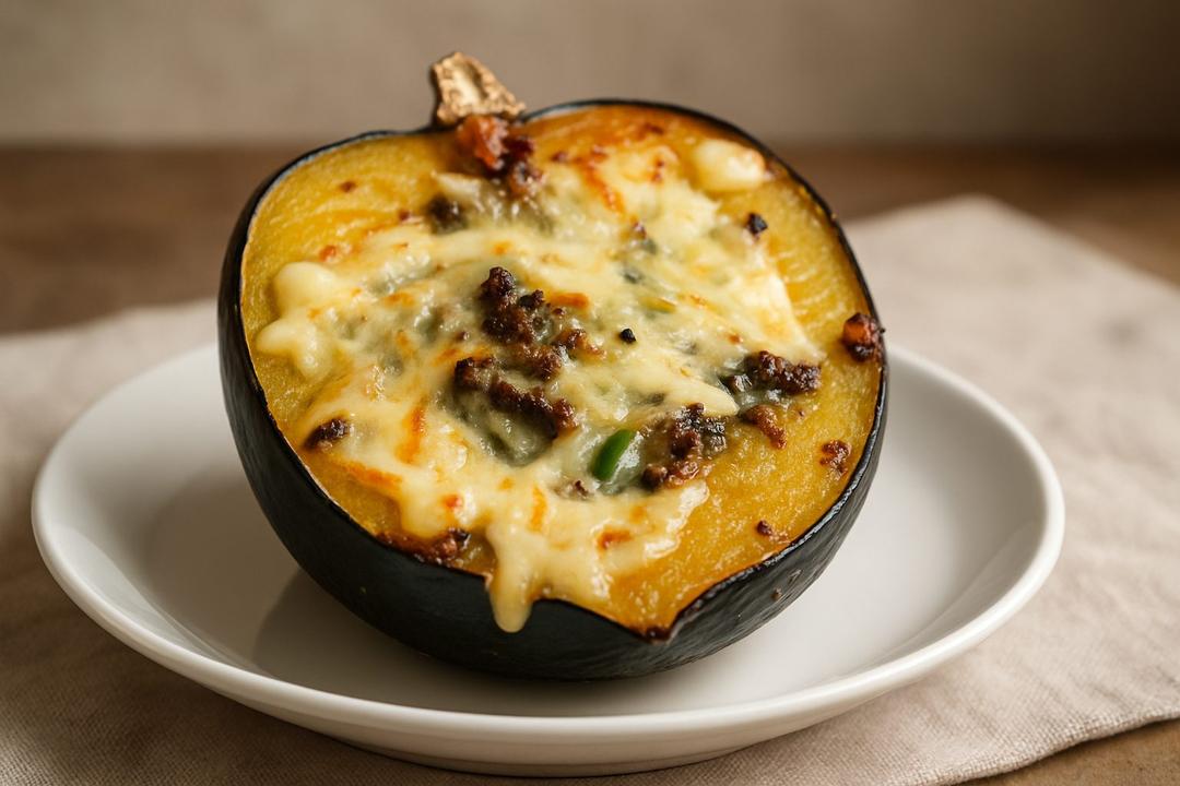 Cheesy Stuffed Acorn Squash Recipe (Vegetable Filling)