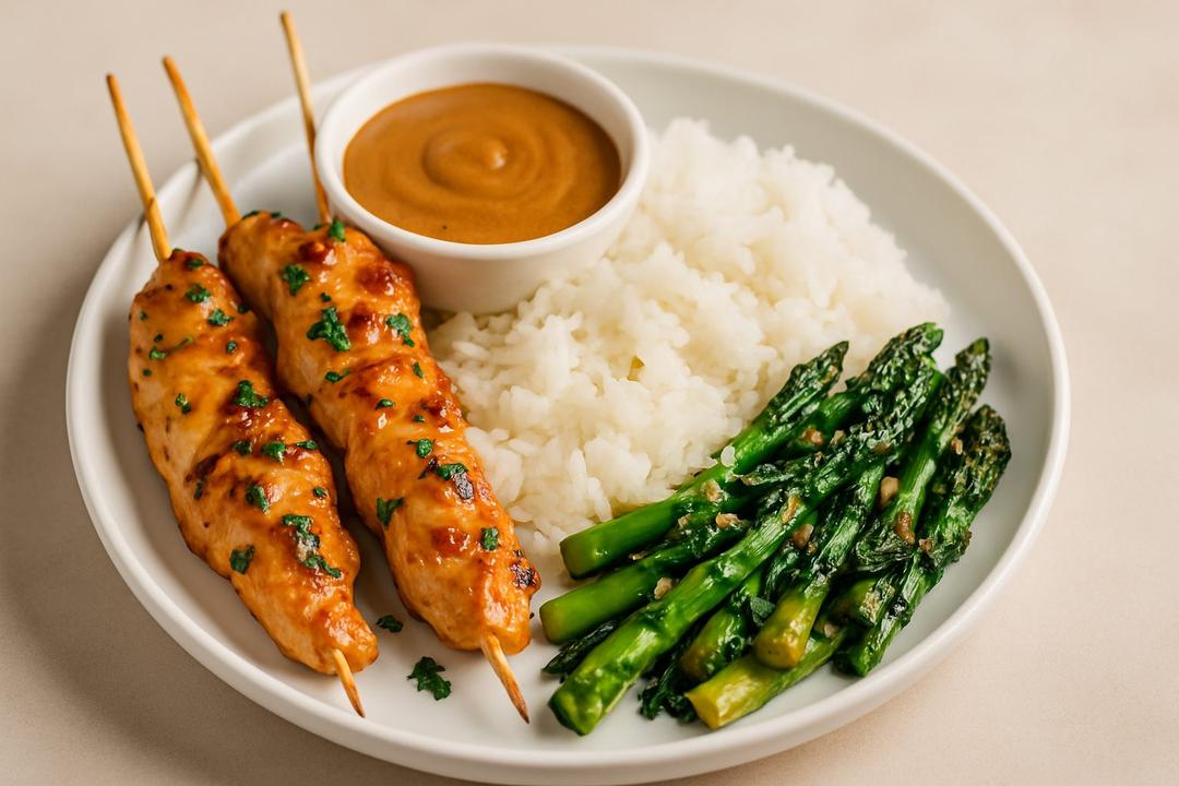 Chicken Satay with Peanut Sauce Recipe (Skewers)