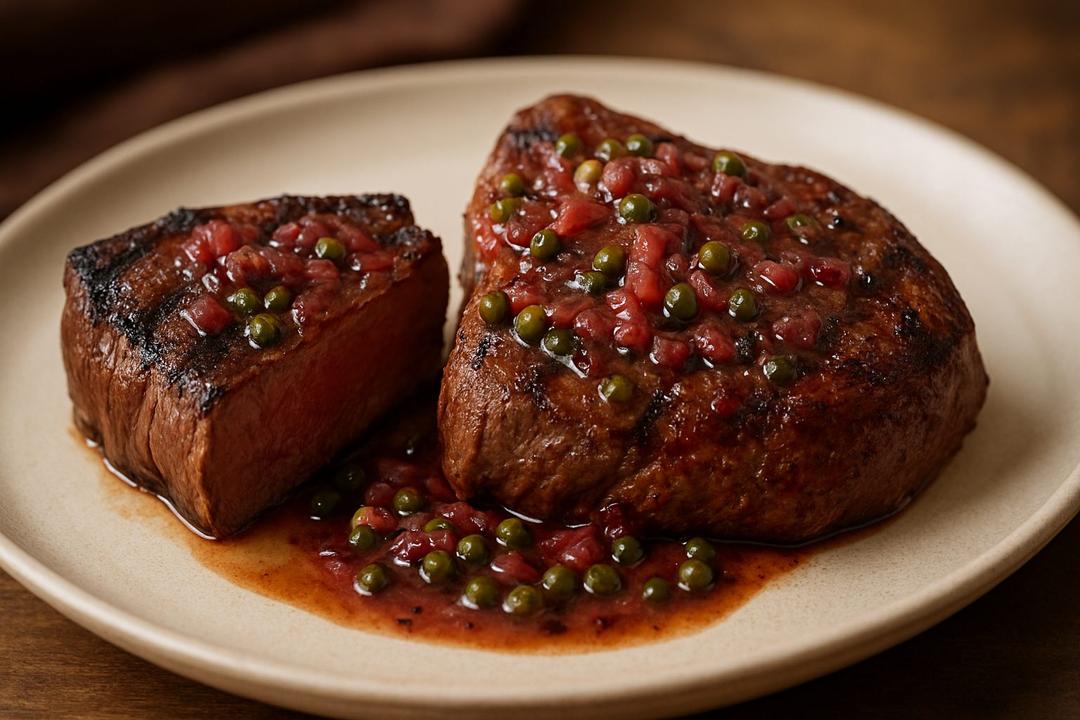 Elk Steaks with Green Peppercorn Sauce Recipe