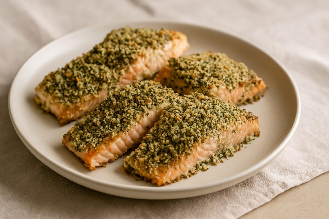 Herb-Baked Salmon Recipe (Dijon Mustard Crust)