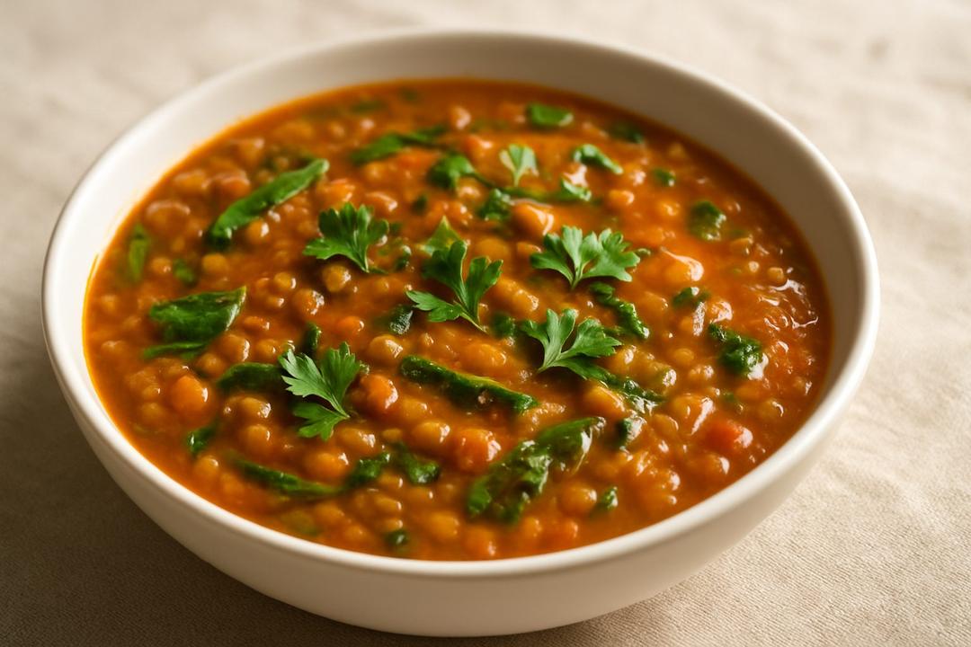 Ispanaklı Yeşil Mercimek Çorbası Tarifi (Bulgurlu)
