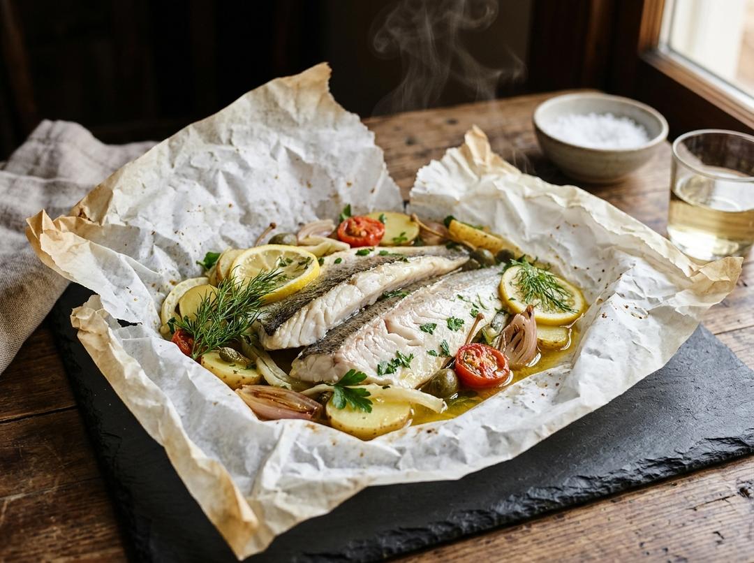 Steamed Sea Bass in Paper (En Papillote)