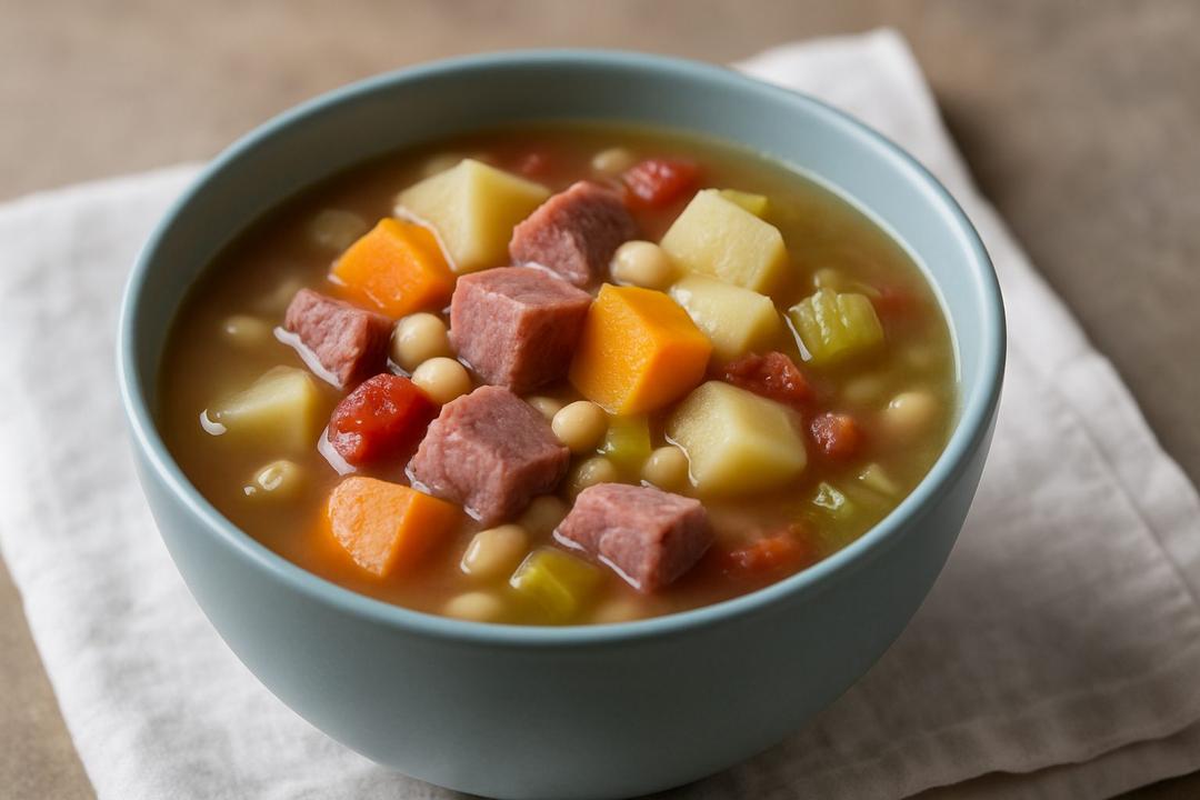 Kuru Fasulye, Jambonlu ve Sebzeli Çorba Tarifi (Chowder)