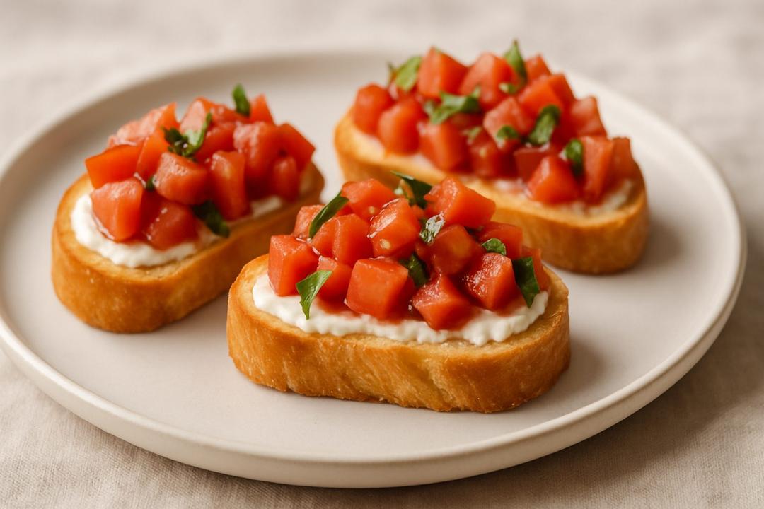 Ricottalı Domatesli Bruschetta Tarifi (Baget Ekmek Üzerinde)