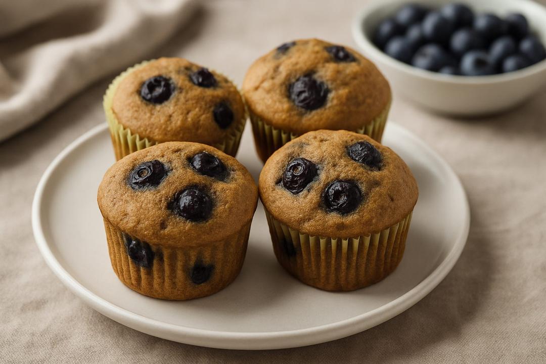 Tam Buğday Unlu Yaban Mersinli Muffin Tarifi