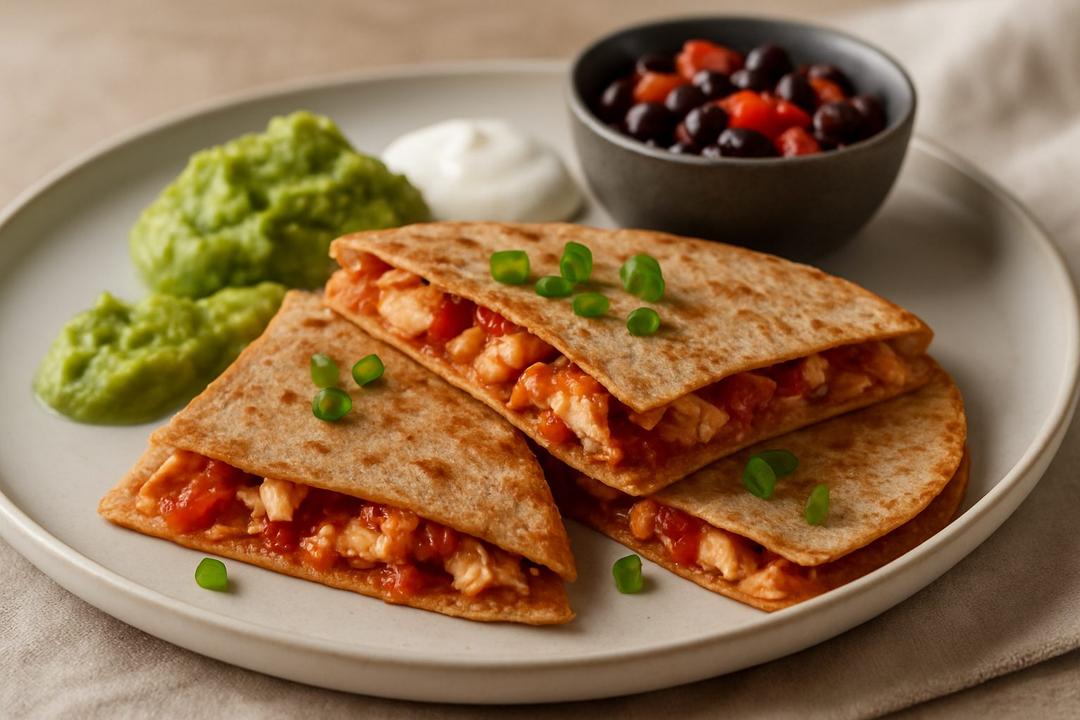 Tavuklu Quesadilla Tarifi (Salsalı, Cheddar Peynirli)