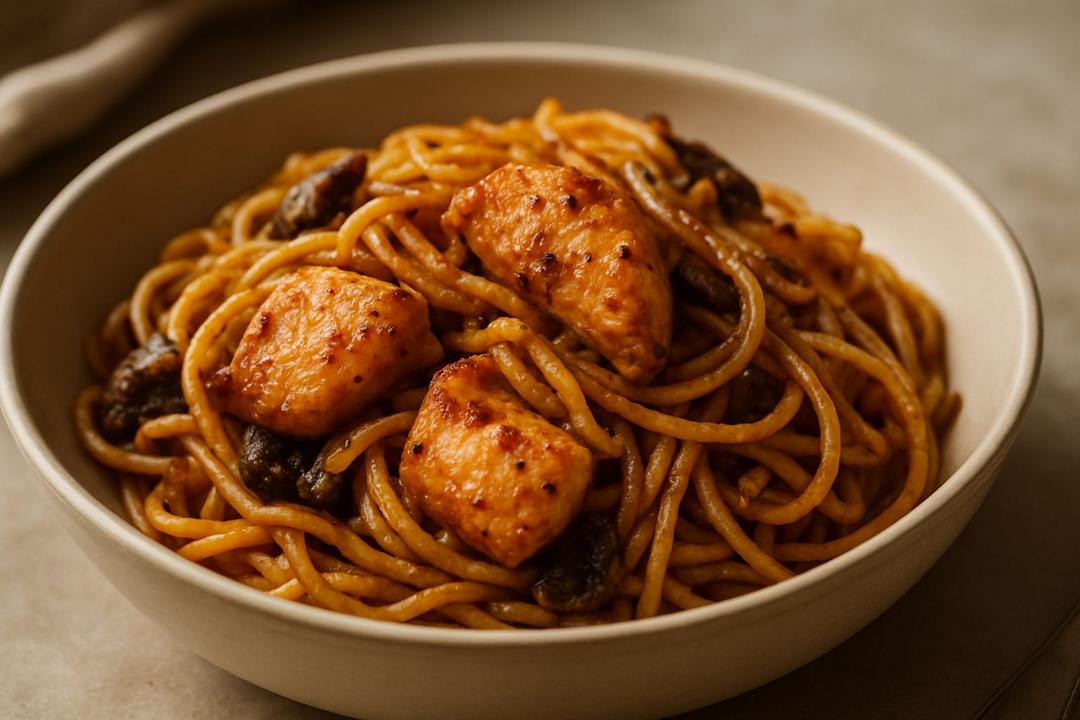 Thai Chicken Noodles Recipe (with Shrimp & Peanuts)