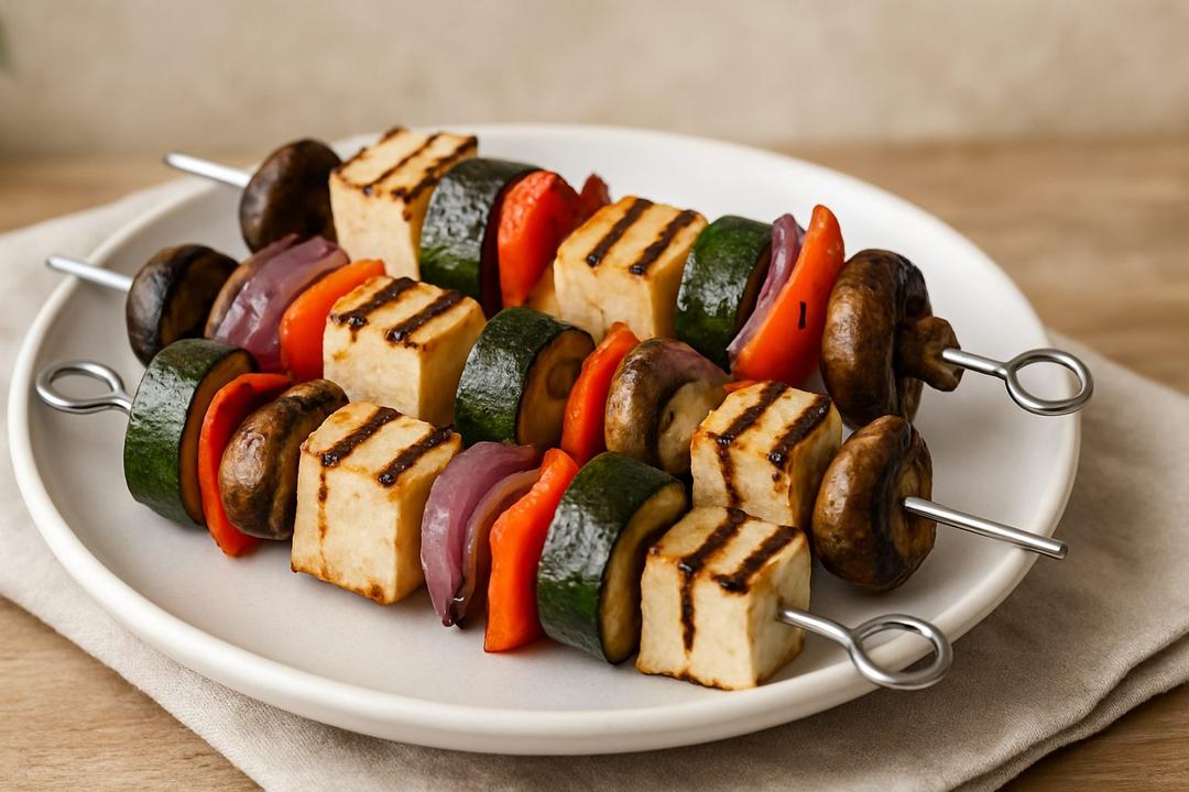 Tofu Sebzeli Şiş Kebabı Tarifi (Fırında veya Izgarada)