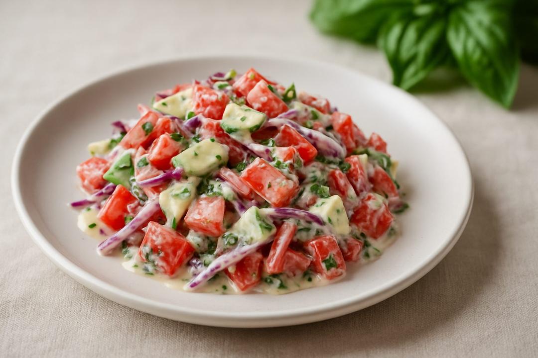 Tomato and Herb Salad Recipe (Yogurt Dressing)