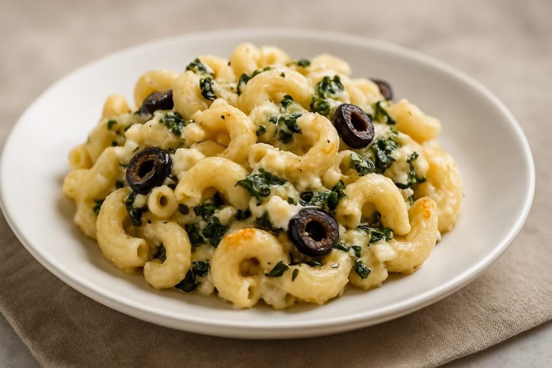 Yunan Usulü Makarna ve Peynir Tarifi (Feta, Ispanak, Zeytinli)