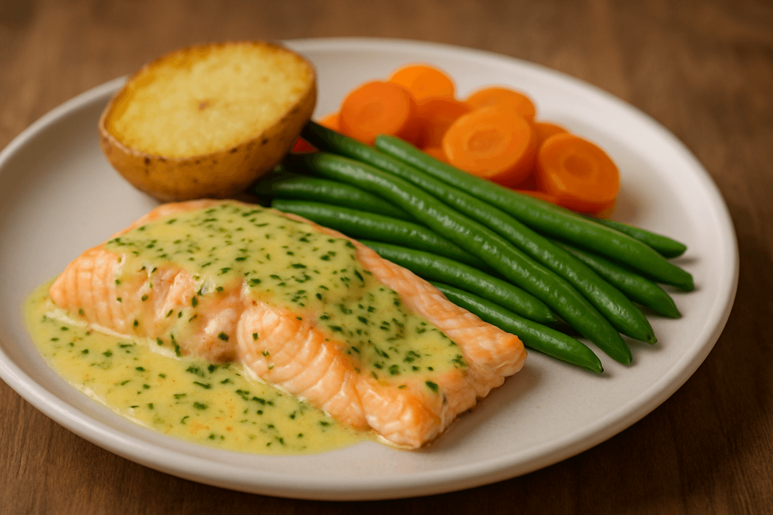 Baked Salmon with Herb Sauce Recipe
